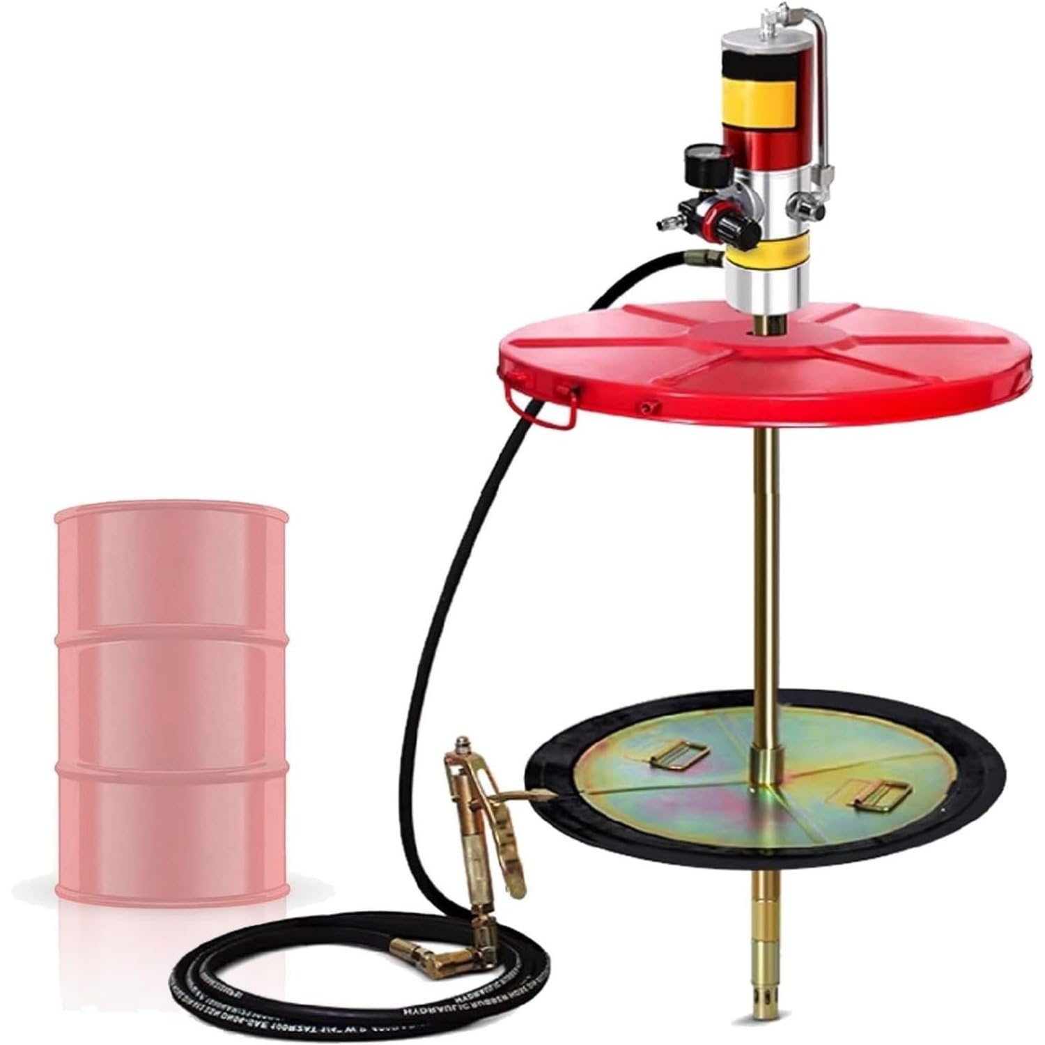 Myuyee As Shown 50:1 Air-Operated Grease Pump For 55 Gallon Drum, High Pressure Grease Gun With 16Ft Hose, 0.85L/Min Output, For Auto Repair And Industrial Use