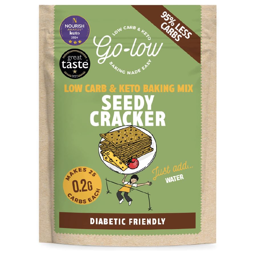 Sponsored Ad – GO LOW seedy Cracker Mix - low carb & Keto - 0.2g carbs per cracker | High fibre | Protein | Diabetic friendly | Gluten free | Paleo | Vegan friendly