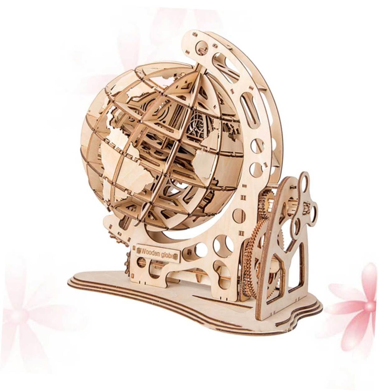 Ornement Bois DIY Forme de Globe Créatif Décoration de Bureau Unique et Accessoire de Bricolage pour Activités Manuelles et Décor Maison