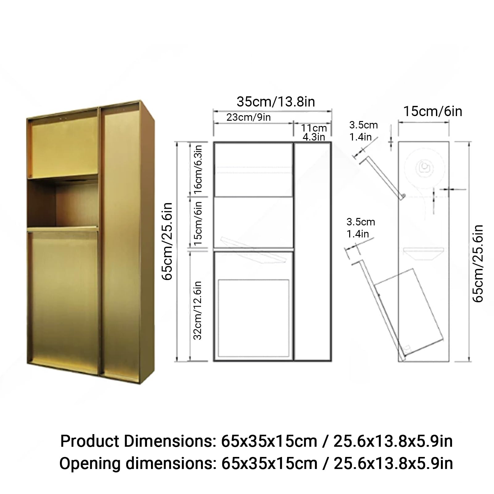 Portarotolo di carta igienica a incasso con cestino/portascopino, | Nicchia for doccia in acciaio inox,nicchia ad incasso a parete,armadio portaoggetti con pattumiera(Black)
