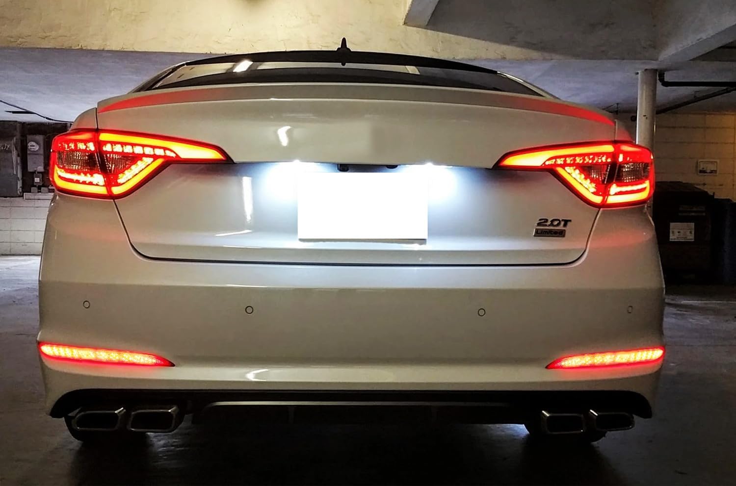 iJDMTOY OE-Spec Red Lens Full LED Rear Bumper Reflector Lights Compatible With Hyundai 2015-2017 Sonata i45, Function as Tail, Brake, Rear Fog Lamps & Sequential Blink Turn Signal