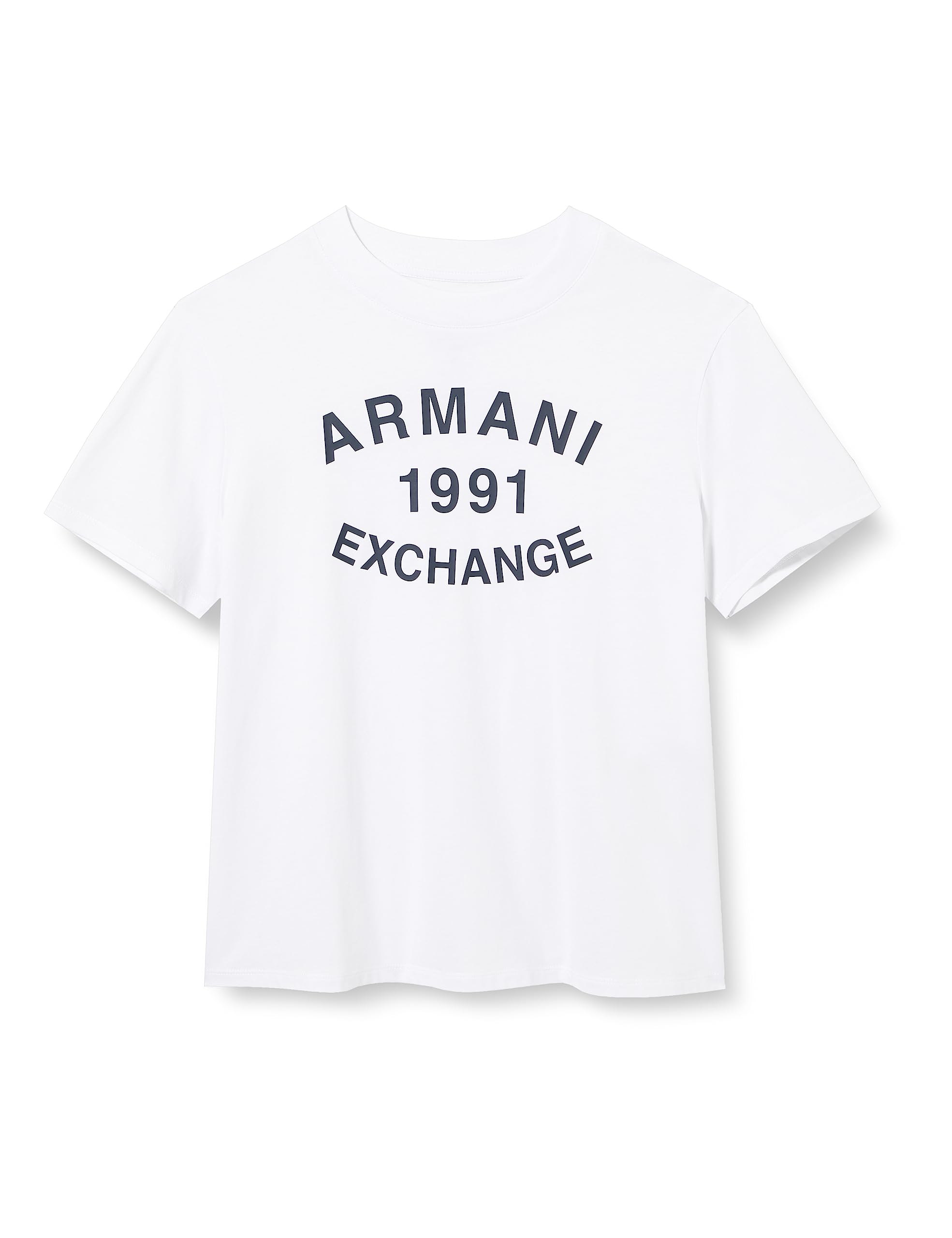 Armani Exchange Womens Cotton Jersey Logo 1991 Crew Neck Fitted Tee