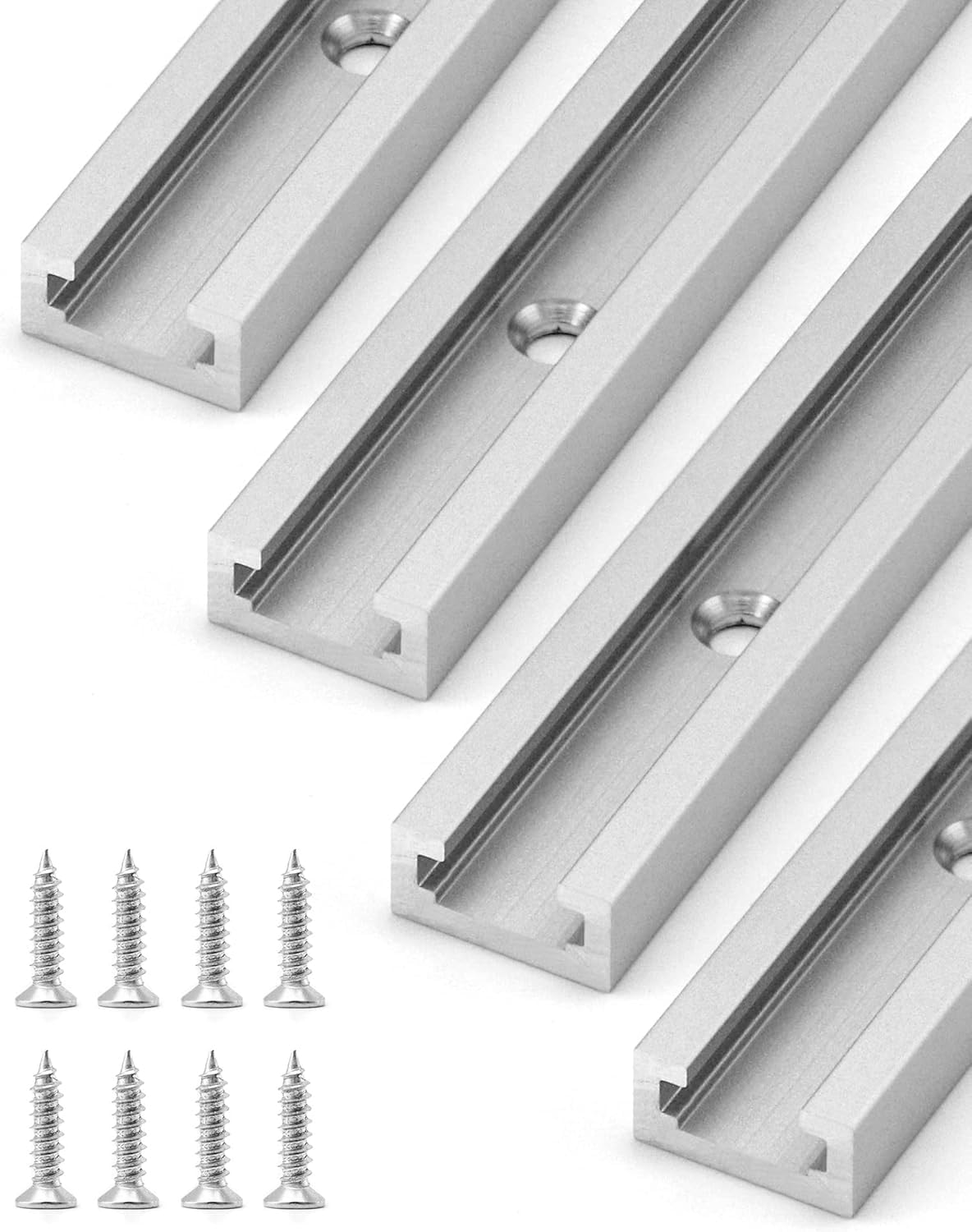 uyoyous Rail en T Aluminium 800mm, 4 Pièces Rainure en T pour Travail du Bois, Scies à Table & Établis - Montage Facile avec Vis
