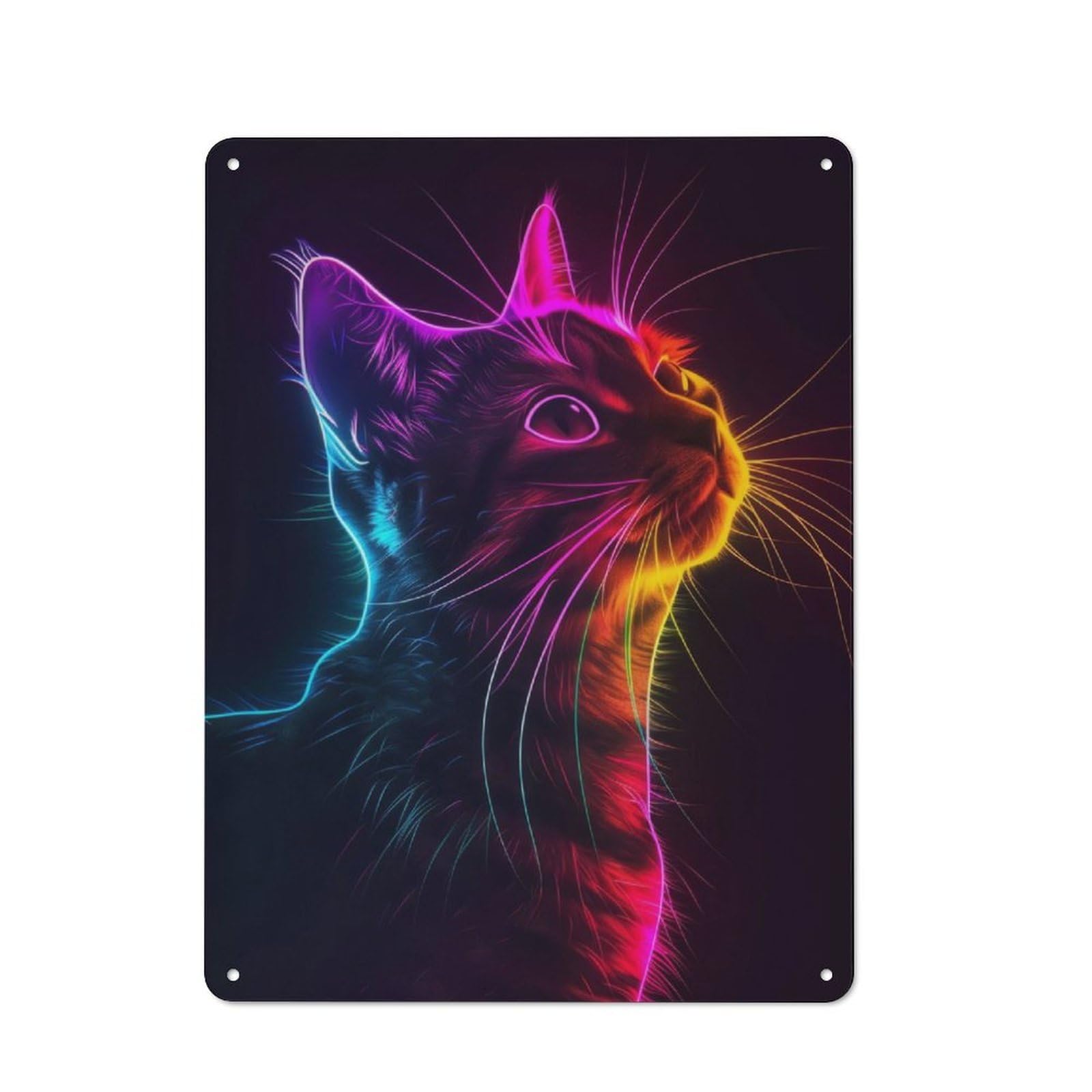 Junmoney Cat Animal Neon For Lounge Or Reading Corner, Rustic Tin Sign 40X30cm, For An Autumn Update To Lounge And Reading Corner
