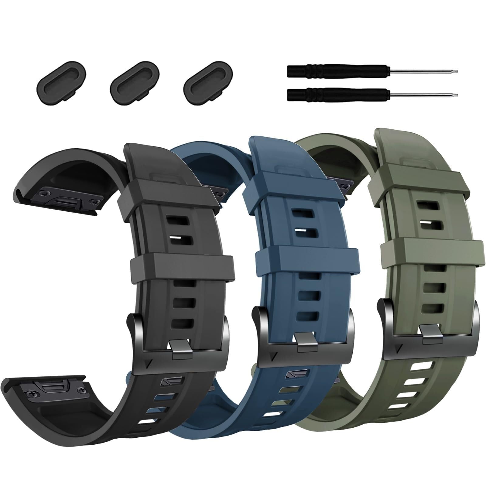 BUDAY 26mm Watch Band?For Garmin Fenix 7X Pro Epix Pro 51mm Fenix 6X Watch Strap Fenix 5X Plus Silicone Wristband Fenix 6X Pro Descent Mk2i MK3i 51mm Smartwatch WristBand(3pack G)