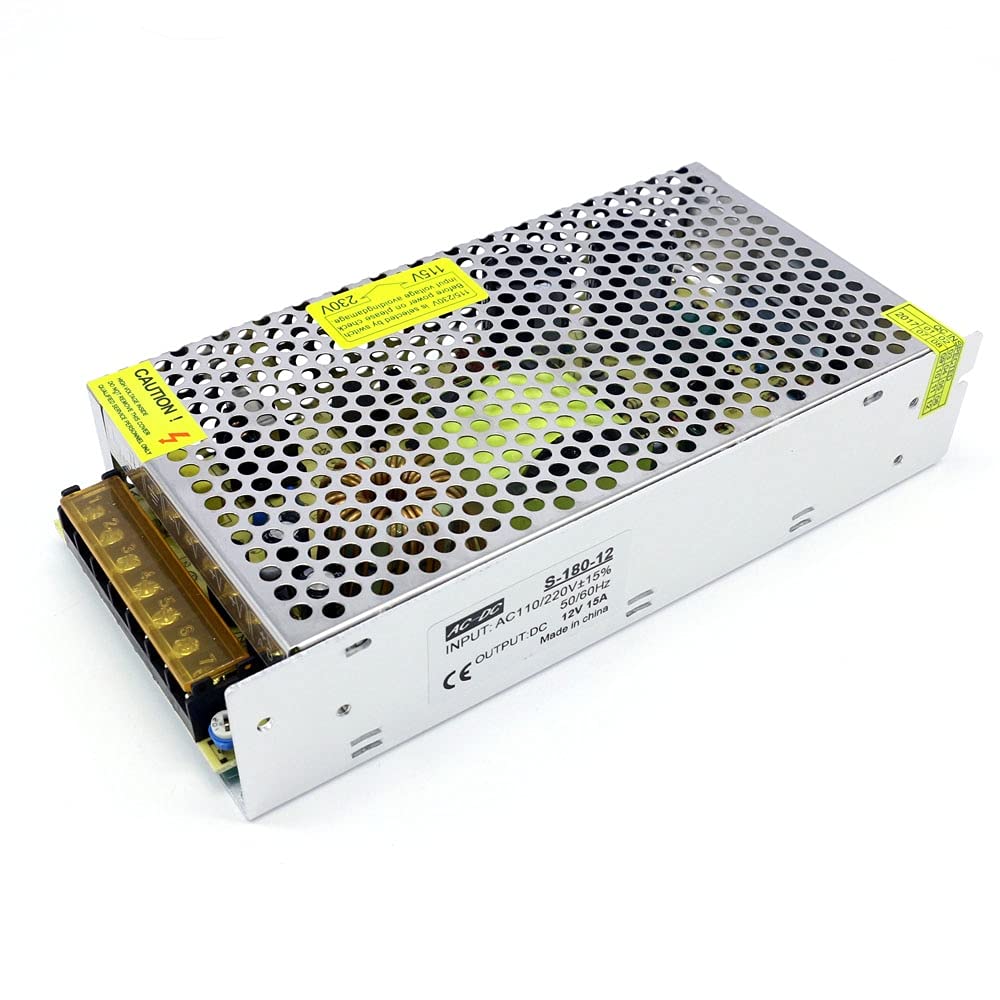 Fuente de Alimentación Conmutada Adaptador de interruptor de fuente de alimentación de transformador de metal AC 110 / 220V Para DC 12V Fuente de alimentación de conmutación 18 0W 15A Conductor