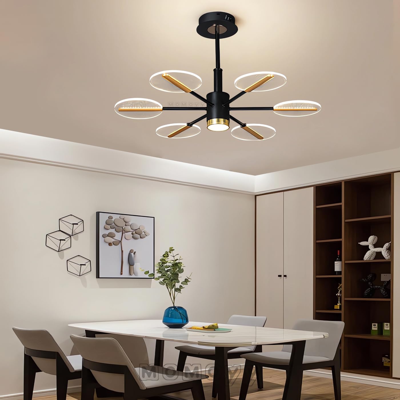 Żyrandole, lampa sufitowa LED do salonu nowoczesne lampy sufitowe z pilotem zdalnego sterowania podtynkowe oświetlenie sufitowe wiszące o wysokiej jasności 180 W sypialnia jadalnia (8+4)/6