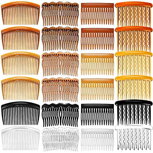24 Pieces French Hair Side Combs Set Plastic Twist Comb Hair Clip Combs Accessories for Girls Women (15 Teeth Side, 17 Teeth Side, 23 Teeth Side)
