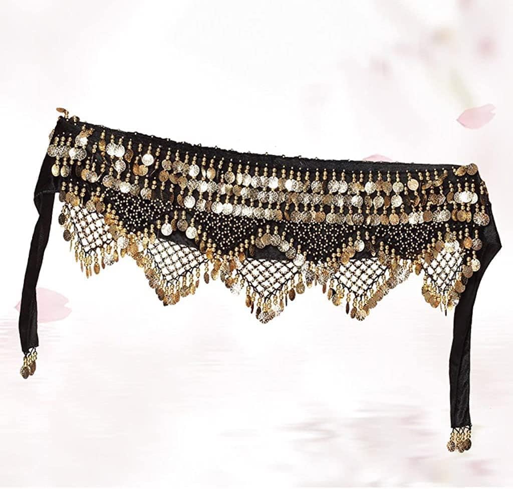 Nimiman Women Triangle Belly Dance Hip Scarves with Gold Coins Dance Costume Wrap Belt Skirts
