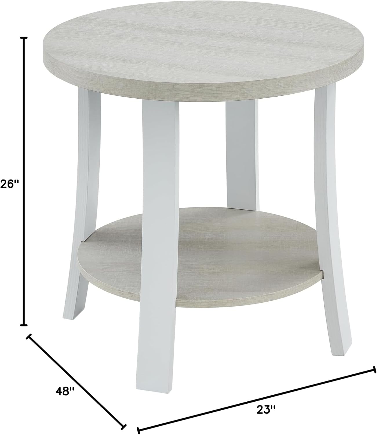 Roundhill Furniture Anze Contemporary Oval Wood Shelf 3-Piece Coffee Table Set in White Finish