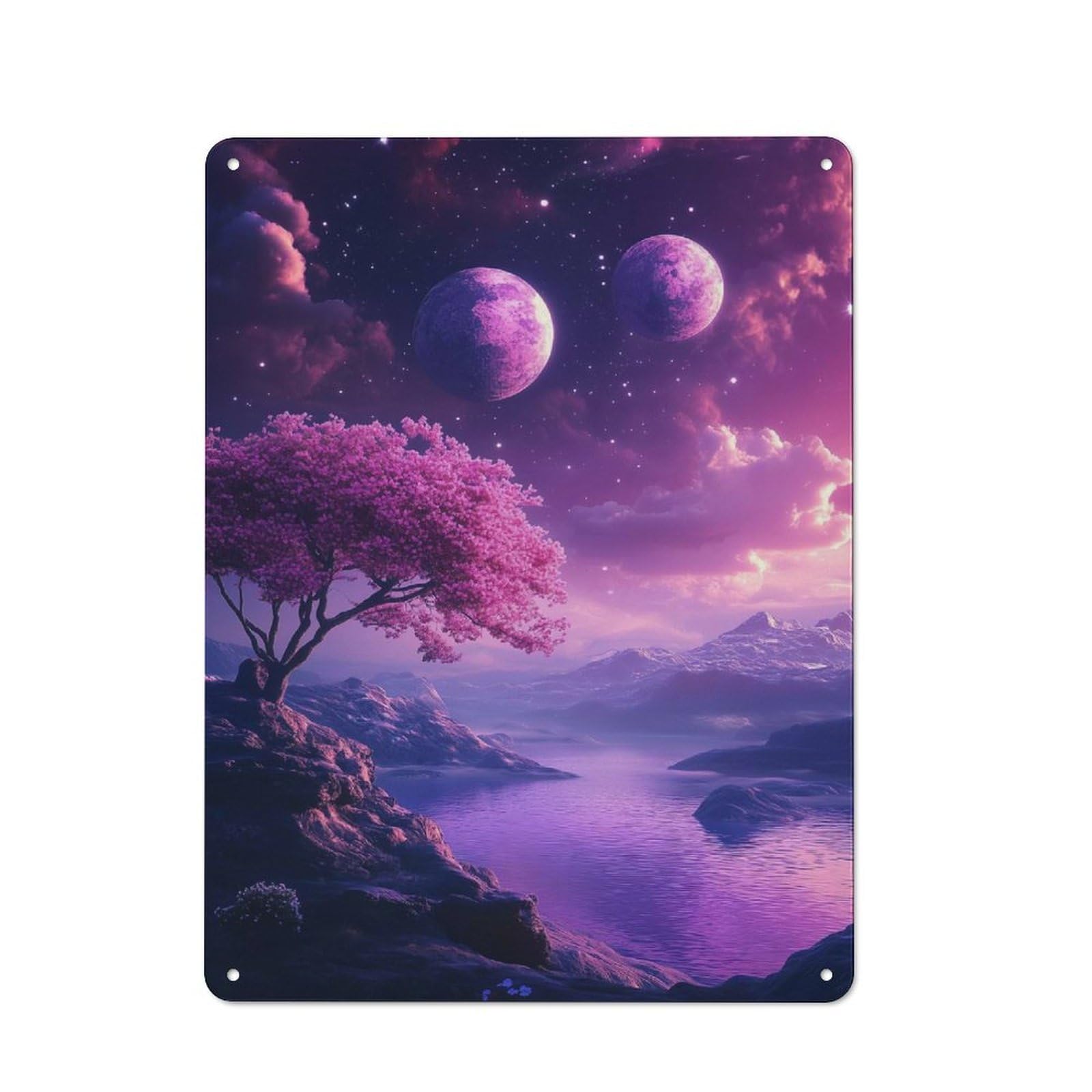 Valley Of Galaxy Landscape Metal Wall Plaque for Bar Wall, Pub Room And Party Space, Gift for Friends, Dad Or Home Bar Owners, 40x30cm