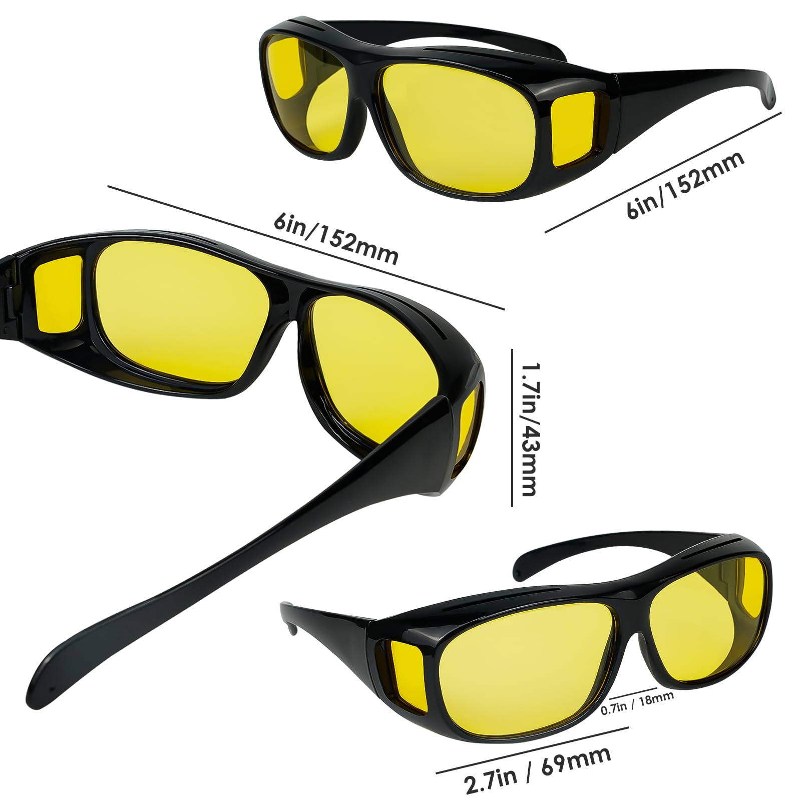 Snapklik.com : Chiccool Night Driving Glasses Fit Over For Men Women