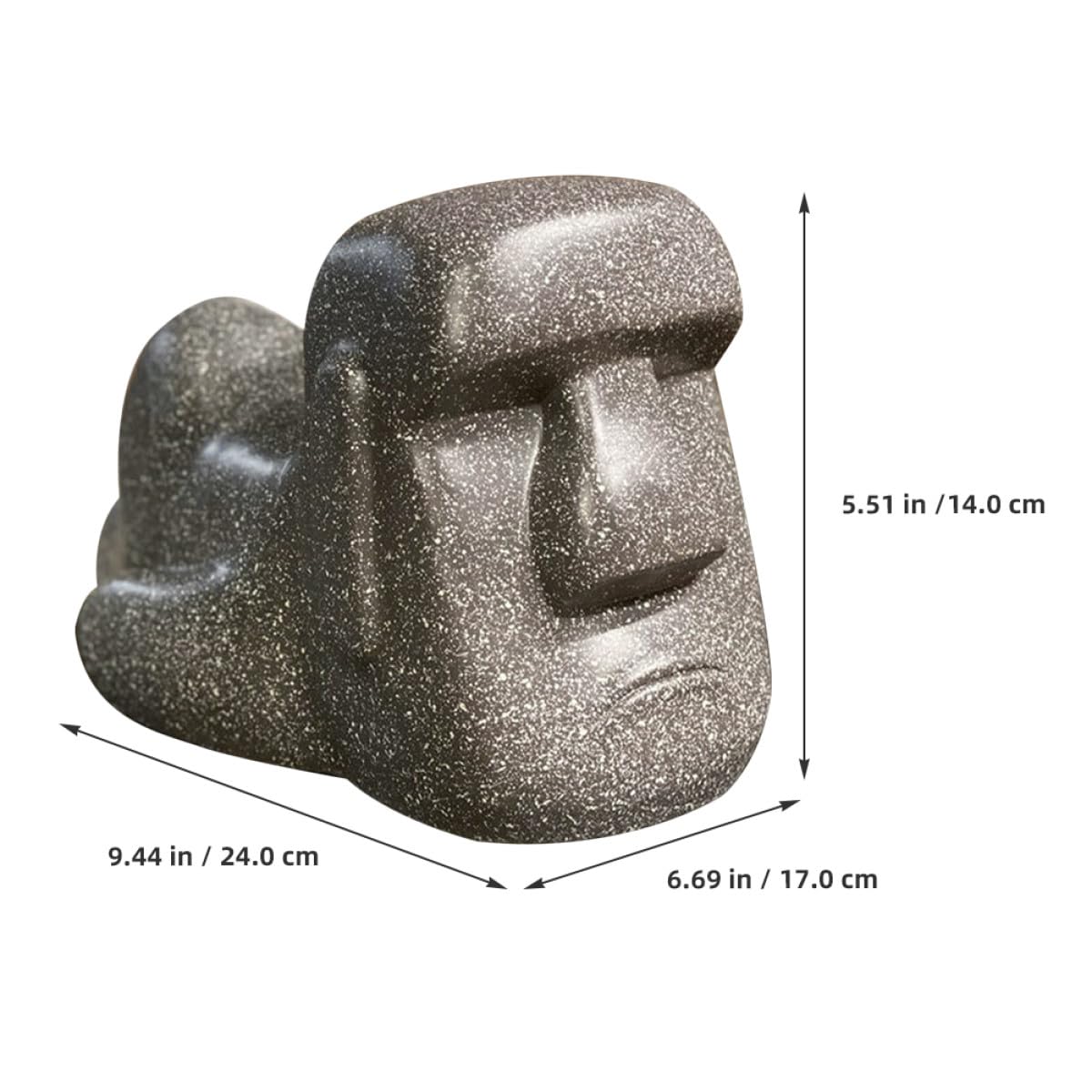 Moai Taschentuchbox Halter aus Kunstharz in Schwarz für Zuhause