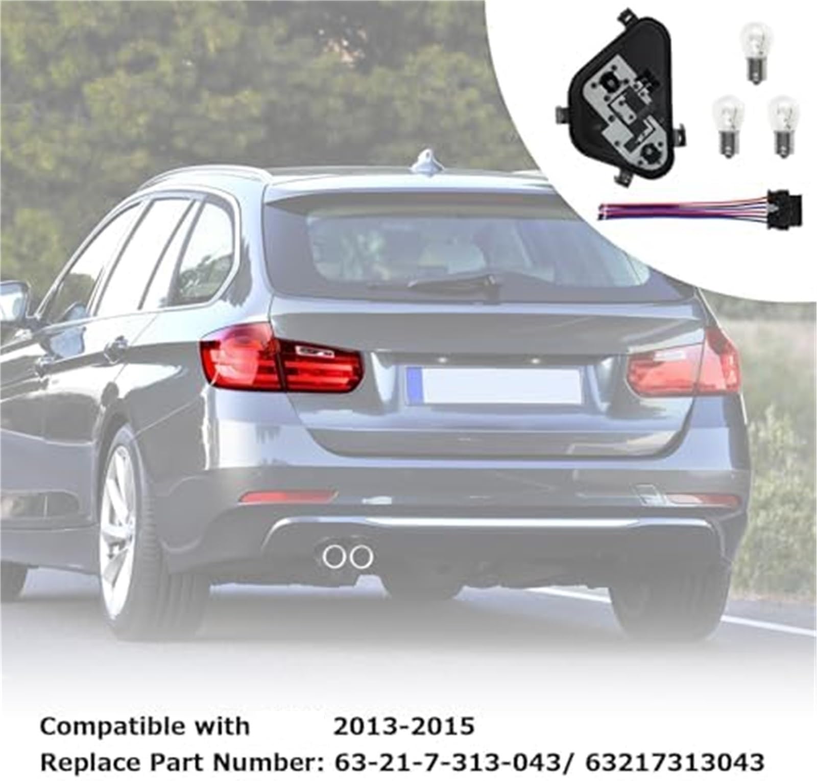 Kit staffa fanale posteriore, BTFWM Supporto for lampada fanale posteriore sinistro lato conducente, pannello presa, connettore scheda con cablaggio lampadine, for serie 3 328i d 320i 335i 2012 2013 2