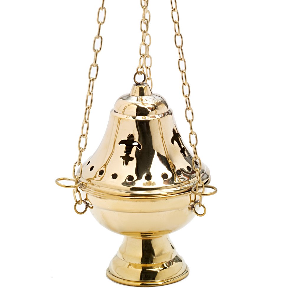NKlaus Smoke Barrel Swivel with Inner Bowl and Chain 75cm Smoke Barrel Brass gold 7613