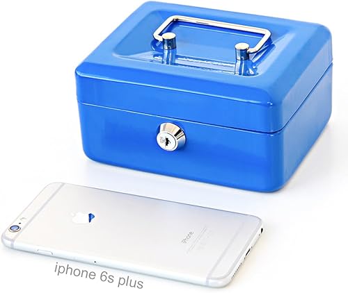 Vista 77 de Decaller - Caja de efectivo metálica con bandeja de dinero, con cerradura de llave para seguridad, rosa, mediana, 23,8 x 19,8 x 8,89 cm Rosa/Rebel