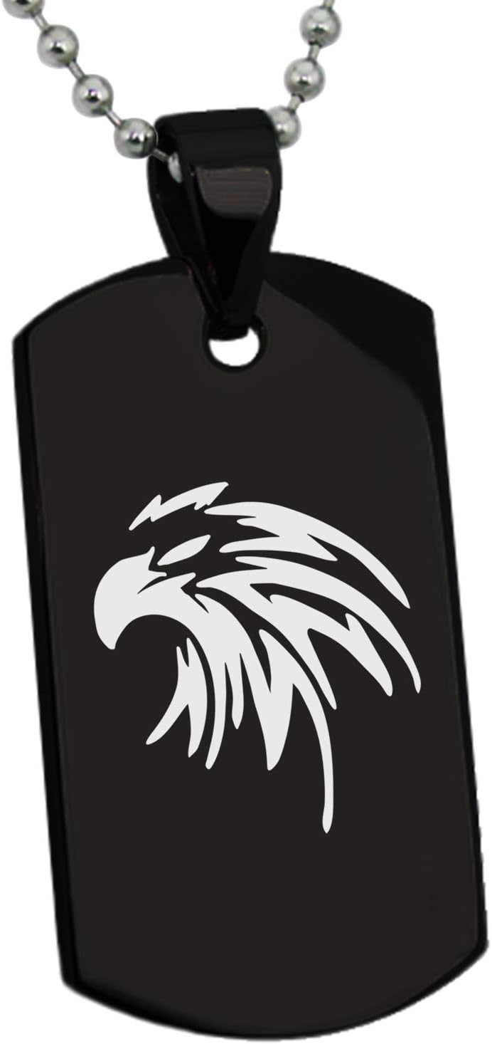 Stainless Steel Eagle Dog Tag Pendant Necklace