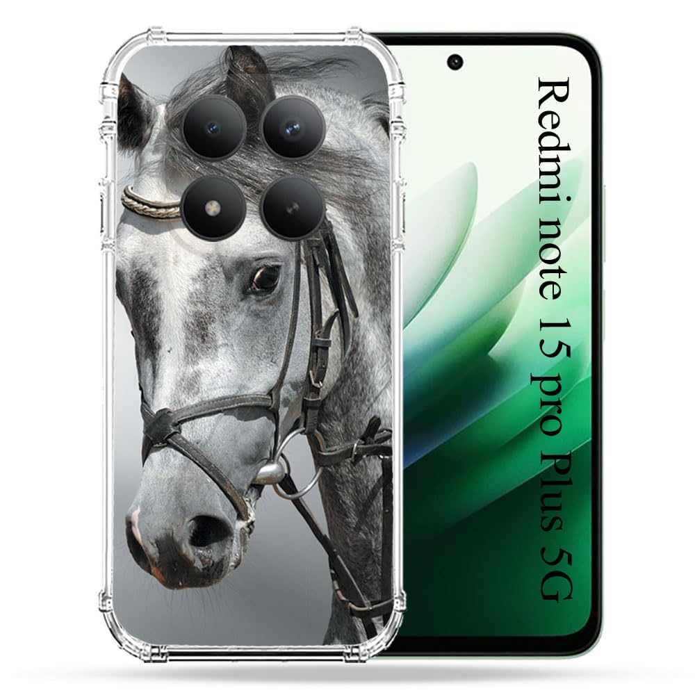 Coque Redmi Note 15 Pro Plus 5G cheval blanc solide protégeant l'appareil photo