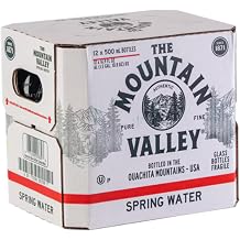 Mountain Valley Water Spring Water 12 Pack, 500 mL | Still Drinking Water with Naturally Balanced Minerals for a Crisp Clean Taste - Glass Bottles - Packaged by Voodoux SalesTM