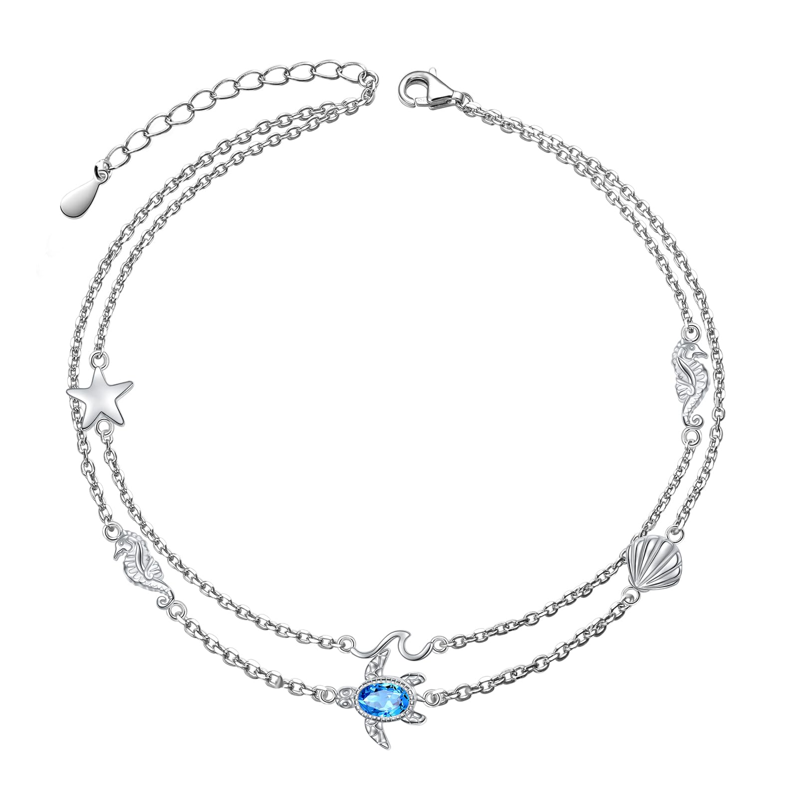 Tobillera para mujer de plata de ley 925 Infinity con corazón para mujer, clásica, ajustable, tobilleras, pulseras de verano, joyas para mujeres y niñas, 22.86 Zentimeter, Plata de ley