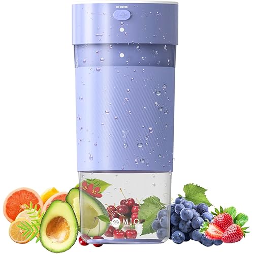 MIO Portable Blender for Smoothies, 10 oz Mini Personal USB-C Rechargeable Cordless Smoothie Maker & Handheld Protein Shake Blender, Quiet Small Travel Juicer for Office, Gym, Kitchen(Purple)
