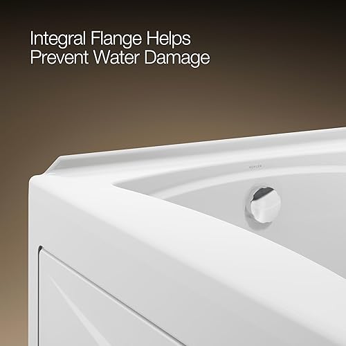 Miniatura 10 de KOHLER K-1259-LA-0 Mariposa - Baño de alcohol con delantal integral, brida integral y drenaje de mano izquierda, color blanco