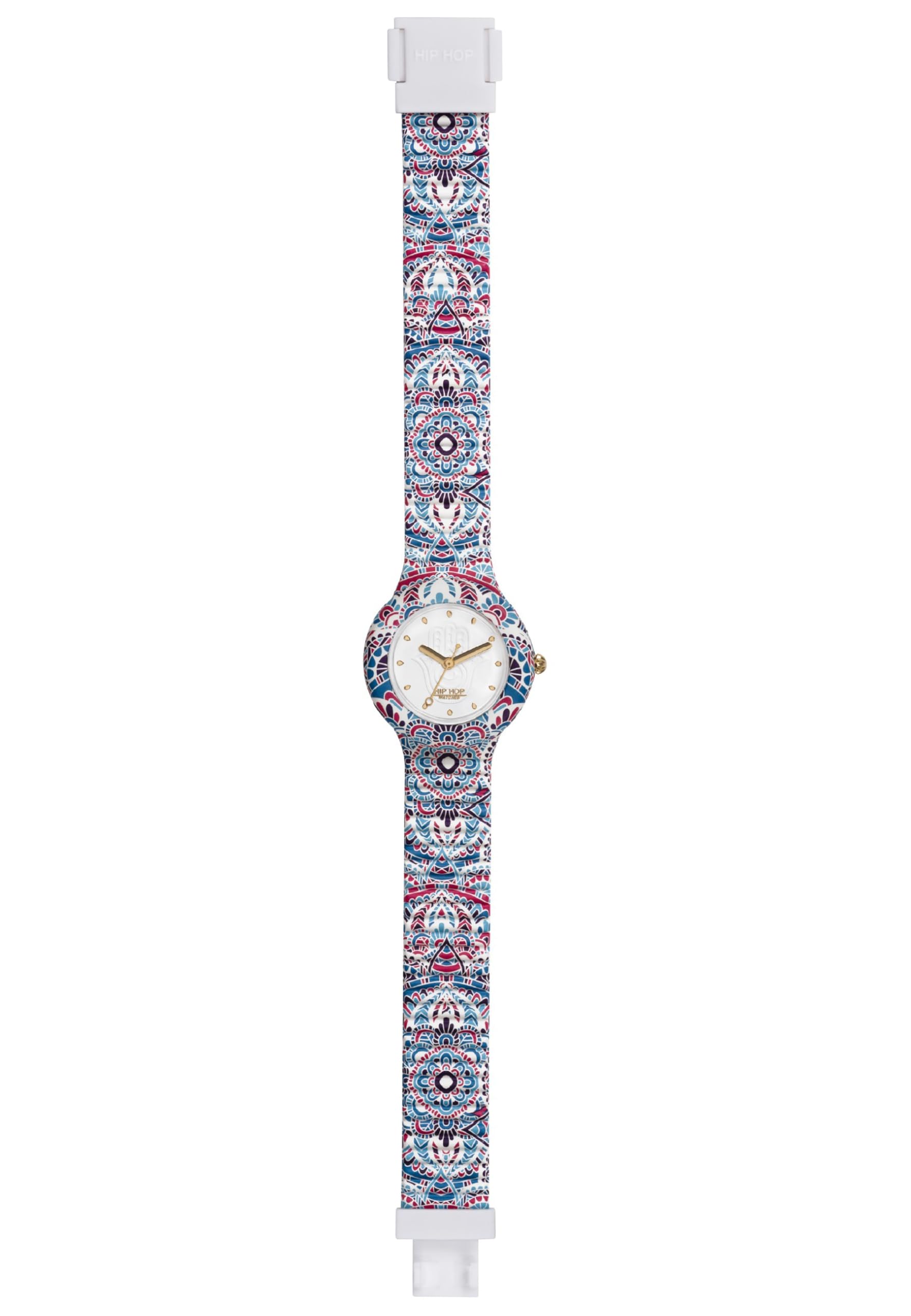 HIP HOP Orologio Solo Tempo Mandala, Orologio Donna Bianco con Stampa Mandala e Cinturino in Silicone Morbido Resistente all'Acqua