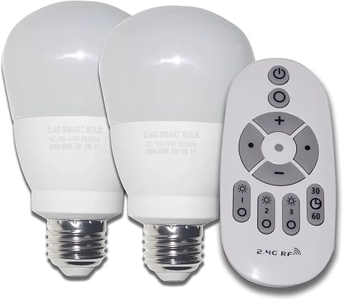 Bombillas LED inteligentes E26 de 12 W regulables con control remoto inalámbrico de 3 zonas de 2.4 GHz, temperatura de color ajustable (cálido/frío)