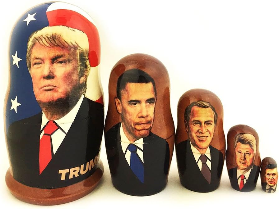 Donald Trump Matryoshka 5 Piece Assorted Presidents of The United States Russian Nesting Doll 3 1/2 Inch