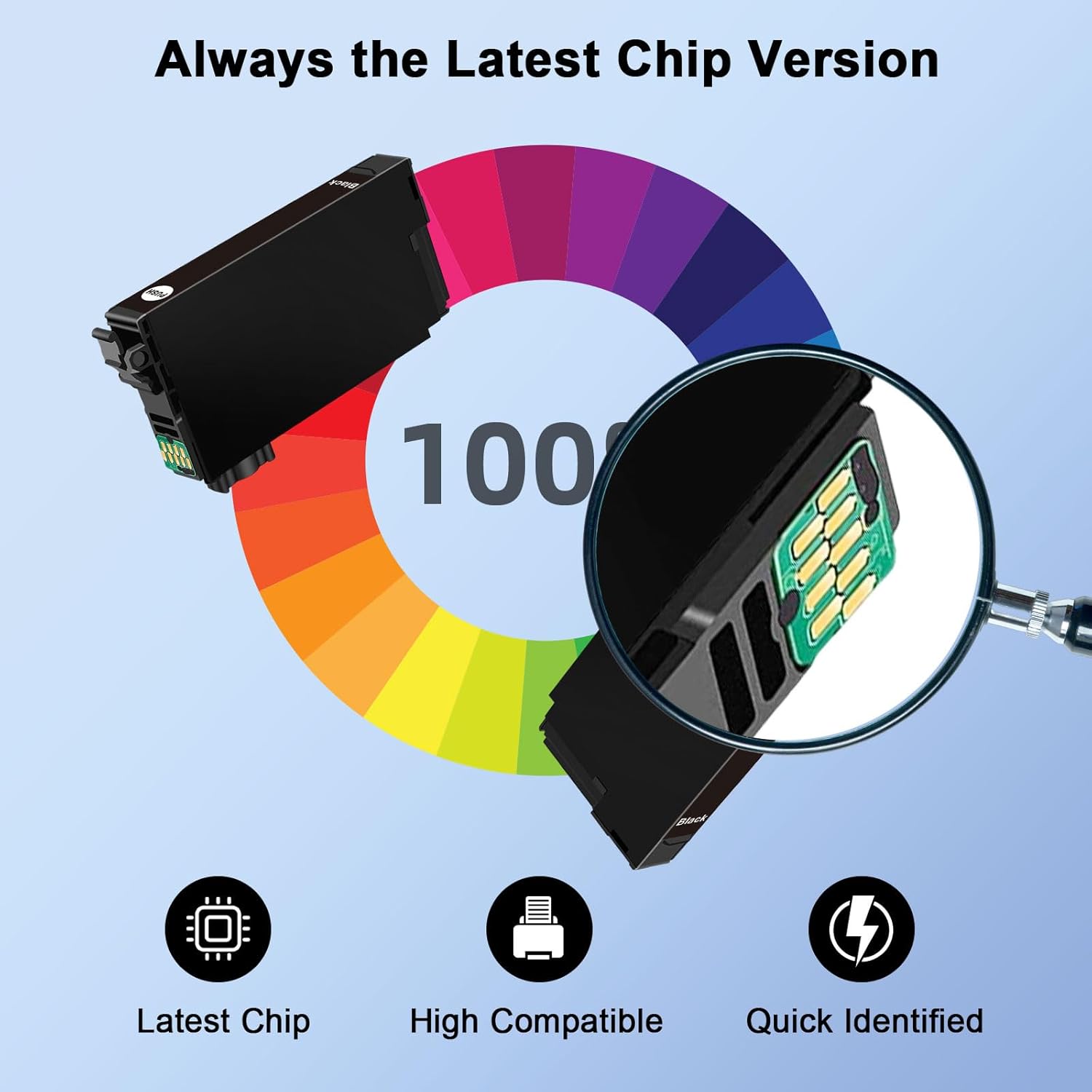 962XL Ink Cartridges Combo Pack Replacement for HP 962 XL Black Color Combo Pack Latest Chip Work for HP OfficeJet Pro 9015e Ink Cartridges 9010 9015 9018 9620 9625 Printer(1BK/1C/1M/1Y, 4 Pack)