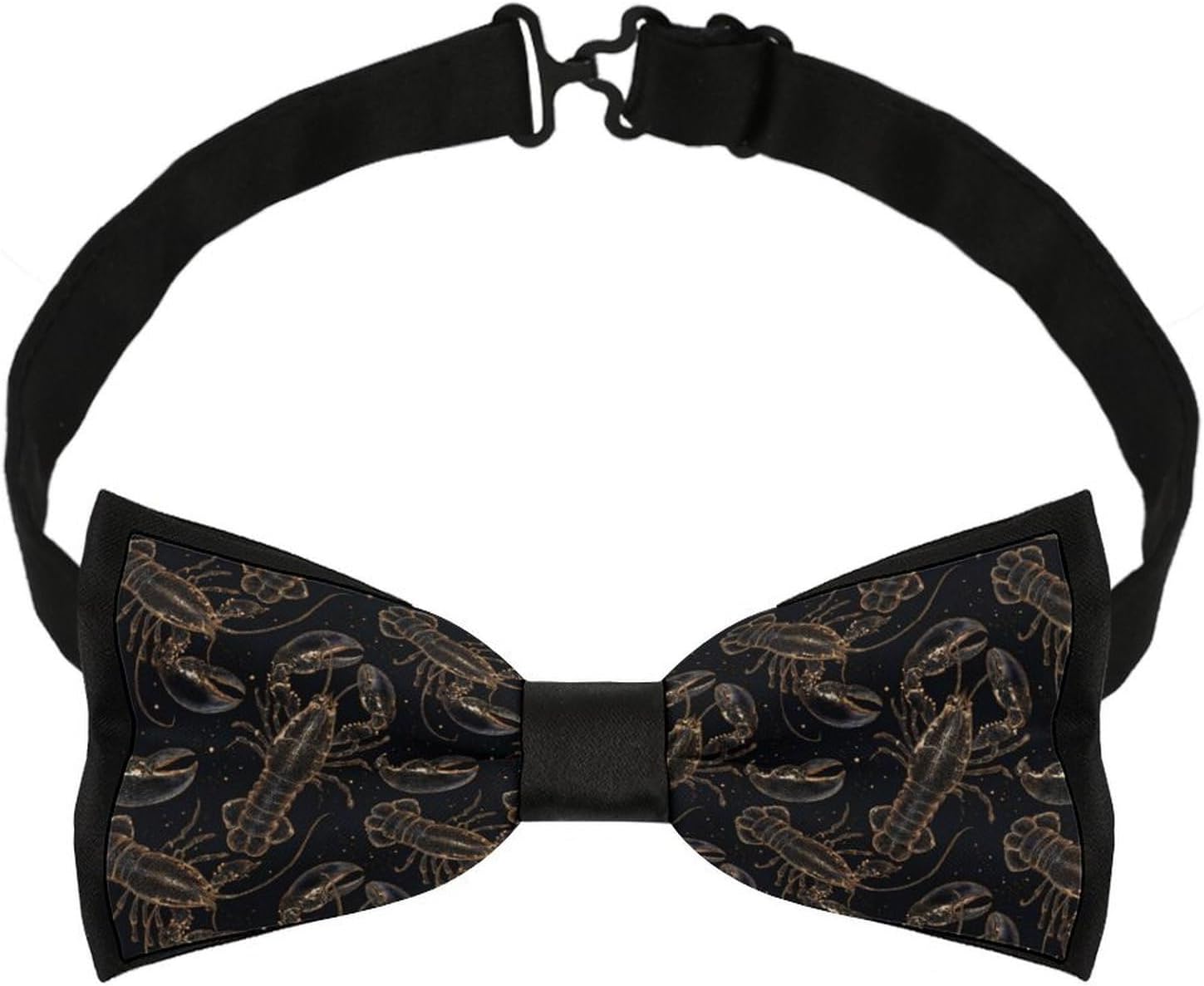 Lobster Gold Pattern Novelty Men's Bow Tie Pre-tied Adjustable Bowtie Accessories for Wedding Party