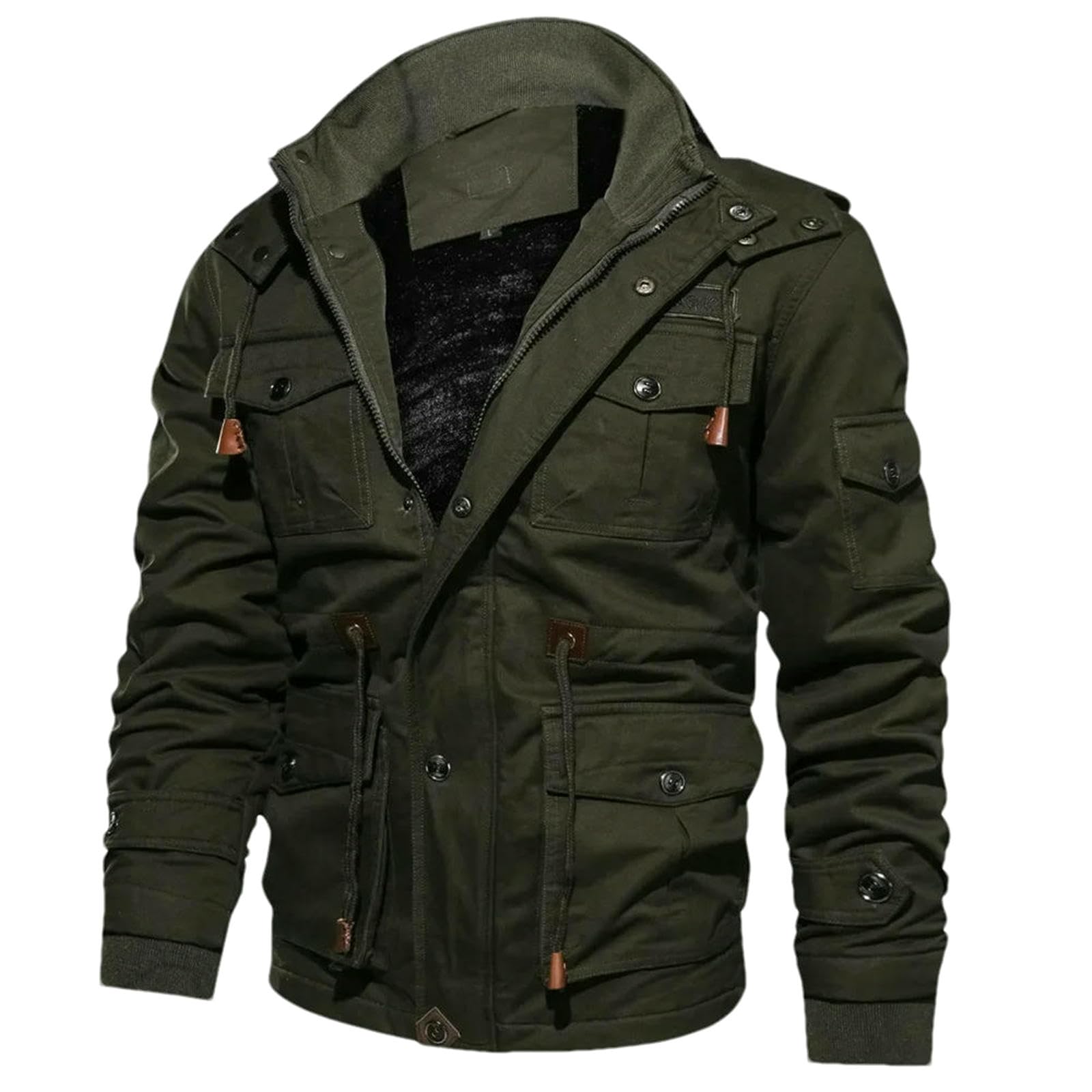 Chaqueta de invierno para hombre abrigo casual de algodón cálido con capucha 5