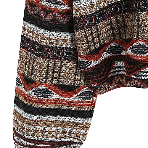 Zaful Women's Tribal Ethnic Graphic Cropped Knitwear Bohemian Long Sleeve Pullover Sweater Boho Drop Shoulder Knitted Top #TOP2