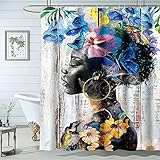 Black Girl Shower Curtain,African American Shower Curtains 60Wx72L Inch,Black Woman Shower Curtain,B