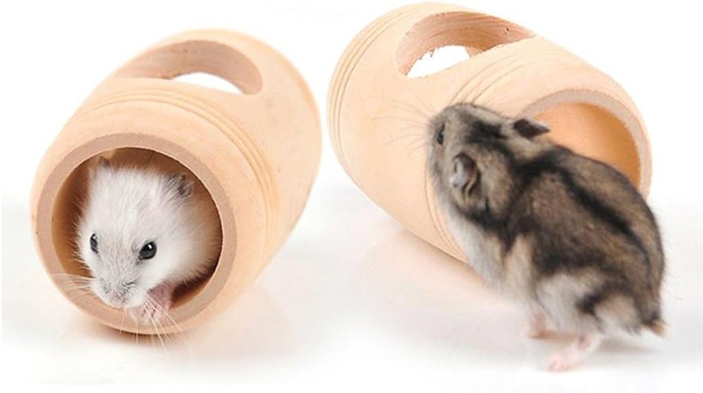 BWOGUE Wood Cask Toy for Small Animals, Chew Toy for Mouse and Dwarf Hamster Mice Playground
