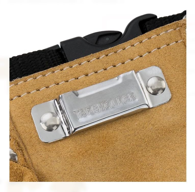 Crisalide® - Professioneller Werkzeuggürtel für Zimmermänner aus hochwertigem Leder (Universalgröße) Wildleder mit 4 Taschen + Hammerhalter