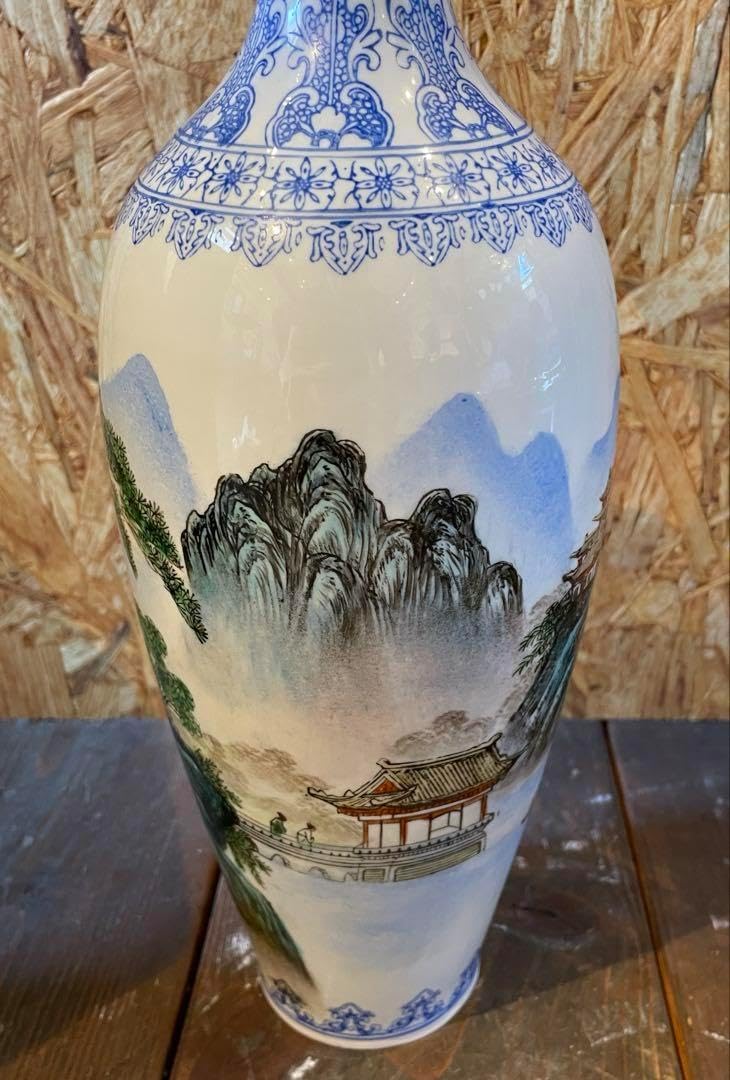 中国 景徳鎮/大丼】中国陶器 中国 骨董品 山水楼閣人物文絵