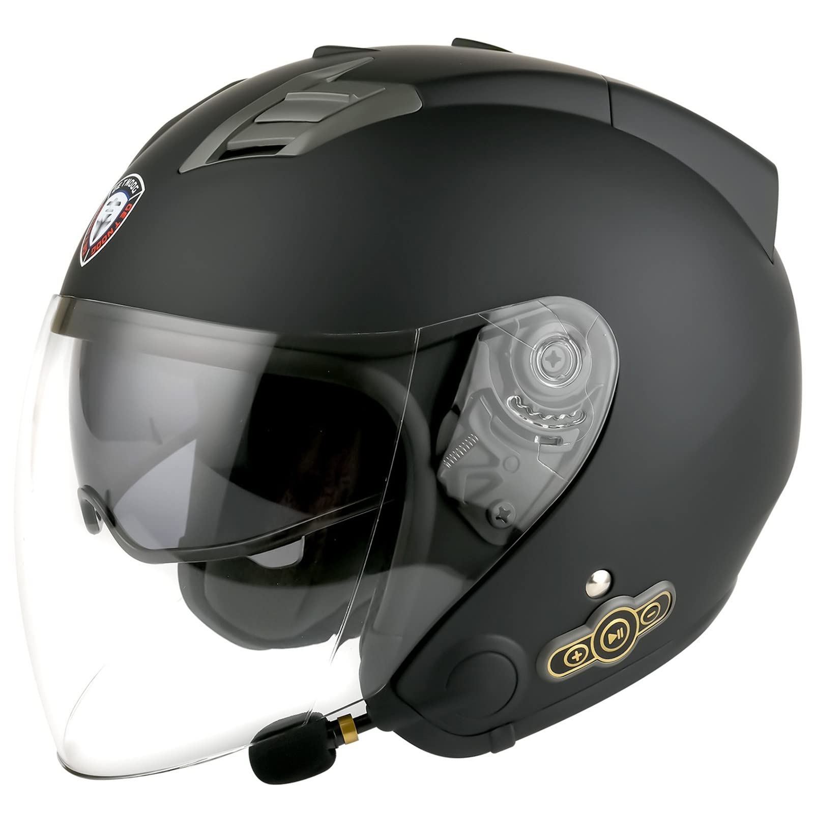 Casque Moto Jet Bluetooth Microphone Intégré, Casque Moto Ouvert avec Certification ECE, Adultes Unisex Motocyclette Électrique 3/4 Demi Casque, pour mobylette Scooter