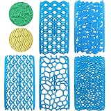 HengKe 5 Pcs Cake Fondant Embossing Mould Set - Different Patterns Fondant Embosser Baking Decoration Mold for Chocolate, Cookie, Cupcake
