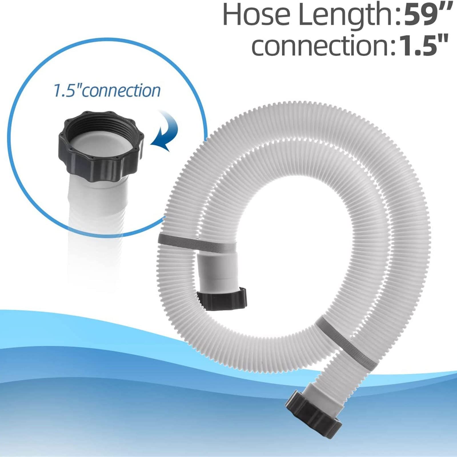 29060E Poolpumpenschläuche, 59 Zoll Poolschläuche für Intexx Filterpumpen, Sandfilter mit einer Kapazität von 1.500 bis 2.500 GPH, 1/2 / 4 Stück Sandfilterpumpe für oberirdische Teile,