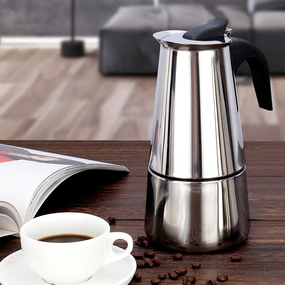 Dzbanek do kawy, przenośny dzbanek do kawy ze stali nierdzewnej Moka Espresso Maker Dzbanek do mokki 100ml/200ml/300ml/450ml(450ml)