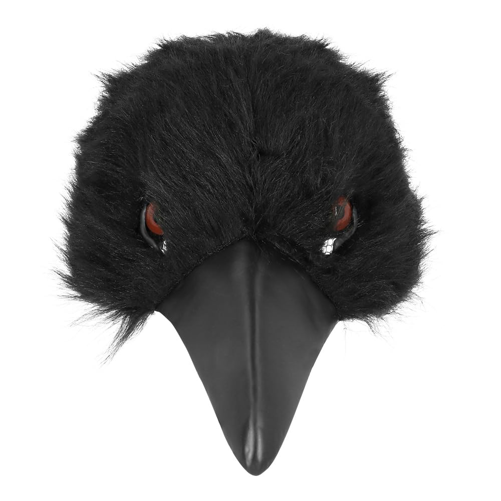 Black Crow Raven Mask Plush Unisex Halloween Fancy Dress Costume Accessory