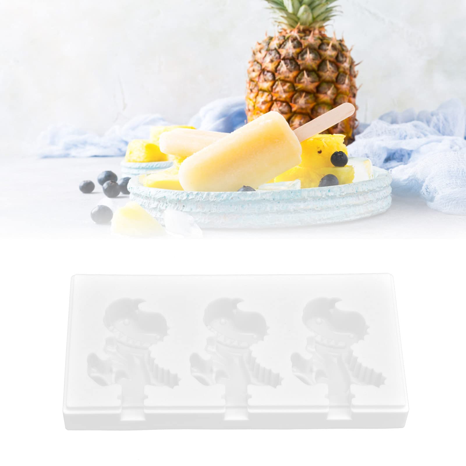 Silicone Ice Cream Maker Mold, Convenient Easy to Use Suitable for Home Kitchen DIY (3-in-one dinosaurs)