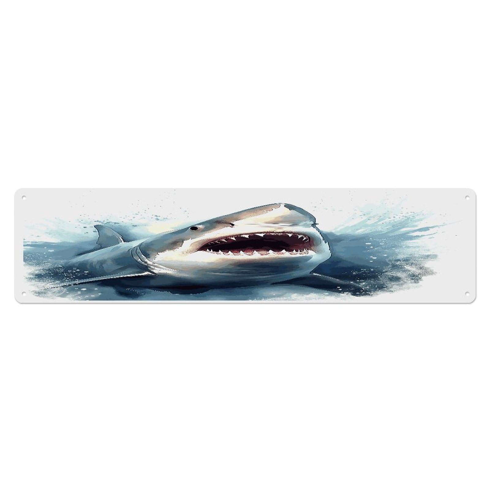 Adfgyerh Style Shark In The Sea Wall Decor Aluminum Waterproof. Plaque, Practical Gift,Sign 15.7X3.9 Inch Poster,For Home, Office, Business, Garage– Indoor/Outdoor