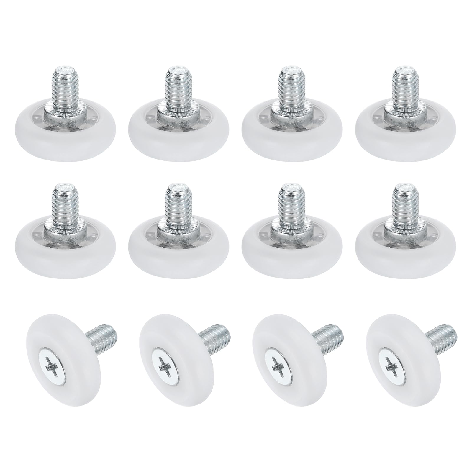 sourcing map 12Pcs 22mm Drawer Rollers, Plastic Positioning Pulleys Curved Surface Small Drawer Pulley Bearing Replacement Wheel for Furniture Parts Cabinet Cupboard Slides(M6x9mm Thread)