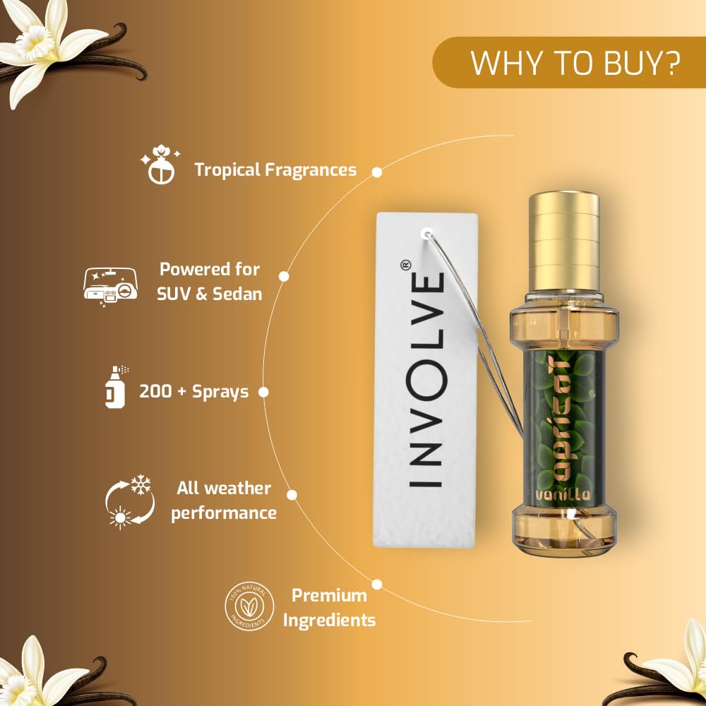 Involve Your Senses Rainforest Apricot Vanilla Scent Perfume - IRF04-30 ml | Rich Fragrance Spray Car Air Freshener | Car fresheners | Car accessories interior| Long lasting fregrance | Car perfume 3