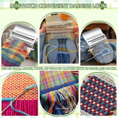 Jeyermier Patchmaker 2.0 Kit, Portable Patch Darning Kit for Beginners, Speedweve Darning Loom to Repair Holes on Socks, Clothes & Jeans, Knit Patch Repair Tool for Quickly Sewing Repair (14 Hooks) - 4