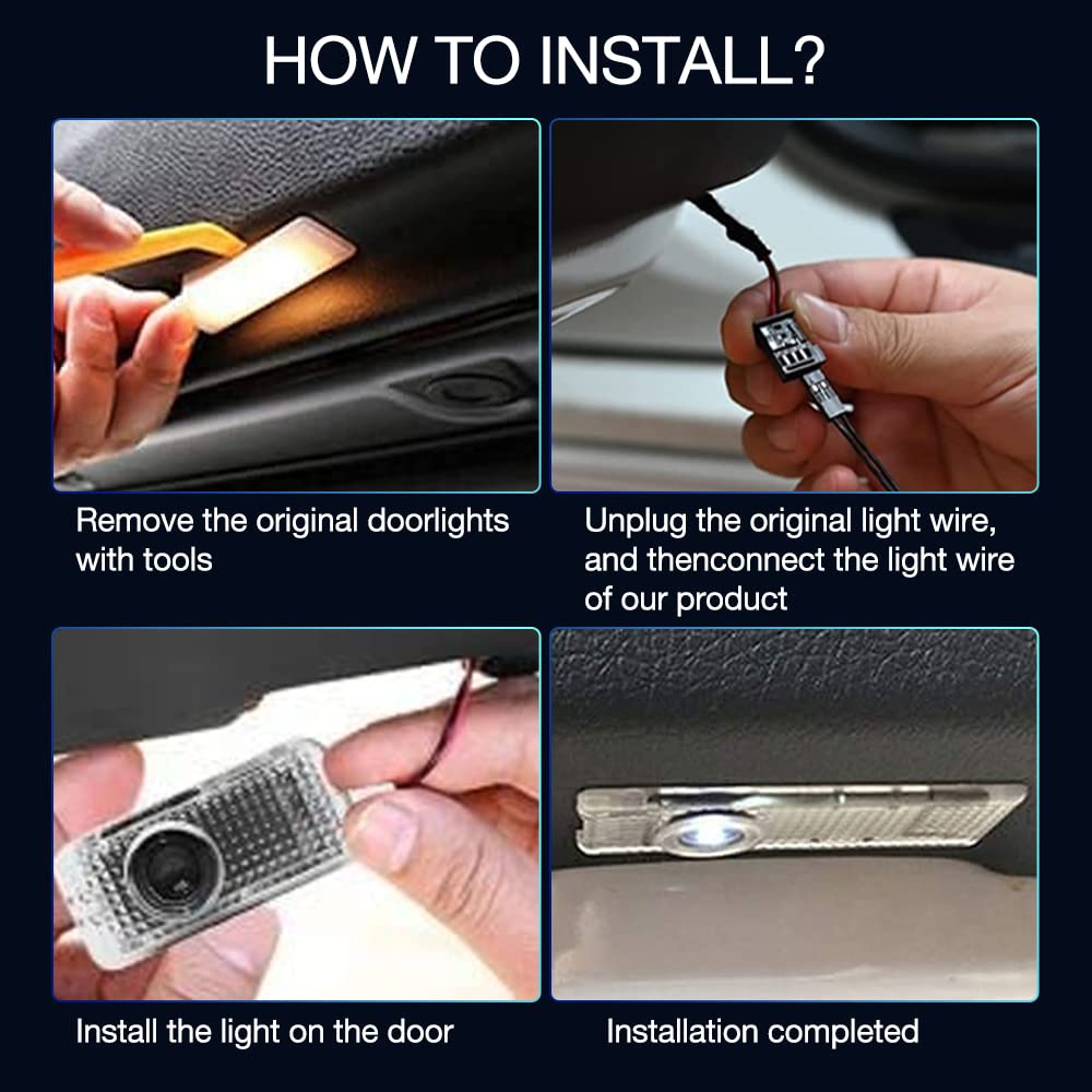 4 PCS Car Door Light Logo Compatible with Car Door Lights Logo Projector, LED Projector Light, Car Door Led Welcome Light,Ghost Shadow Lights