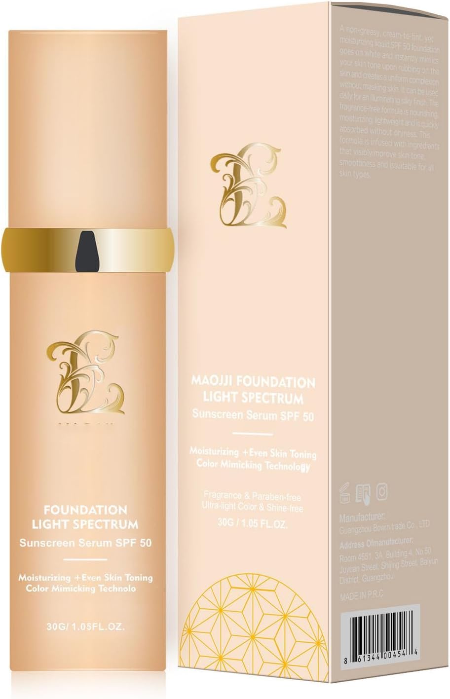 Sponsored Ad – 4-in-1 Foundation - Light/Medium Spectrum, Mimic Skin Color Changed, Hydrating Medium Full Coverage Concealer with SPF 50+, Full Coverage Concealer - Longwearing & Waterproof