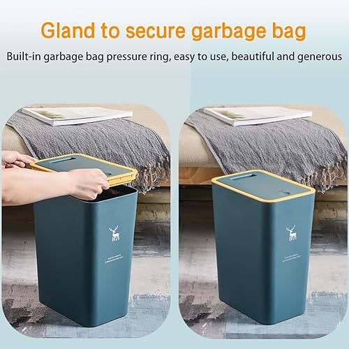 Miniatura 6 de Bote de basura de plástico de 15 litros con tapa, cubo de basura de plástico con cubierta de resorte de presión, cesta de basura moderna, contenedor